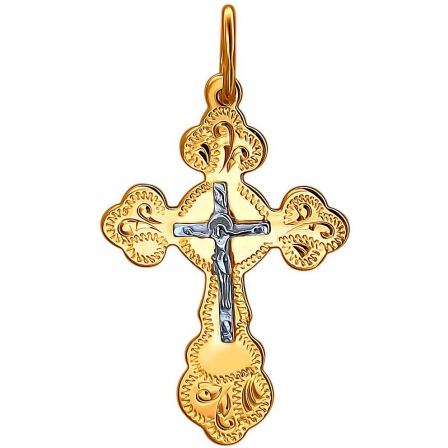 Крестик из комбинированного золота (арт. 825461)