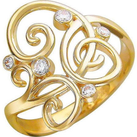 Кольцо с фианитами из желтого золота (арт. 826384)
