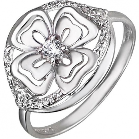 Кольцо цветок с фианитами из серебра (арт. 826606)