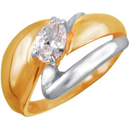Кольцо с 1 кристаллом swarovski из серебра с позолотой (арт. 826702)