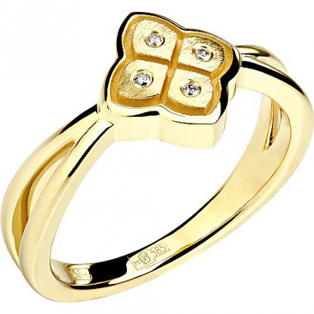 Кольцо с 4 бриллиантами из жёлтого золота (арт. 830477)
