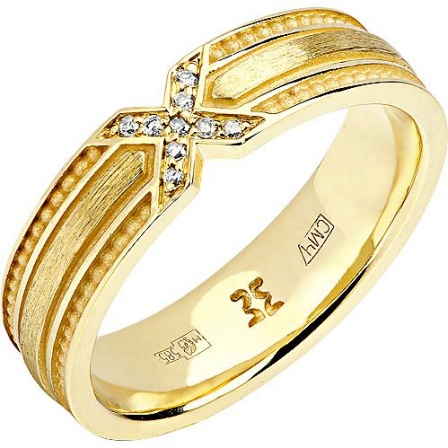 Кольцо с 9 бриллиантами из жёлтого золота (арт. 830531)