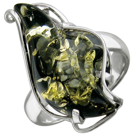 Кольцо с янтарем из серебра (арт. 831655)
