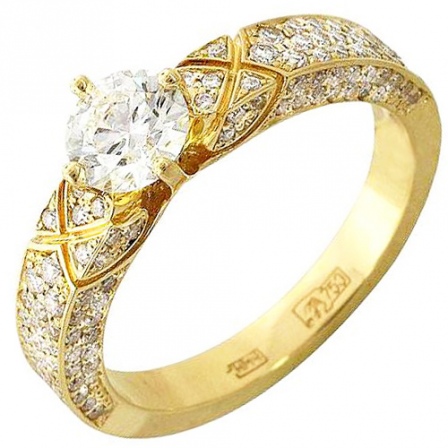 Кольцо с бриллиантами из желтого золота 750 пробы (арт. 832303)