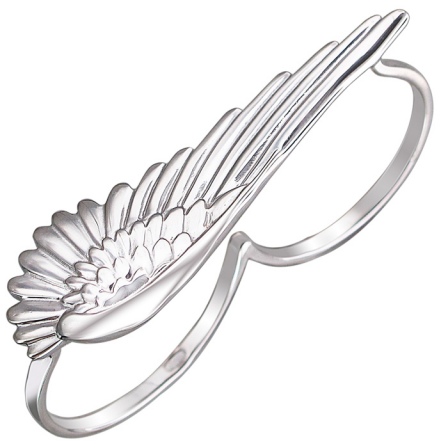 Кольцо Крыло на два пальца из серебра (арт. 833433)