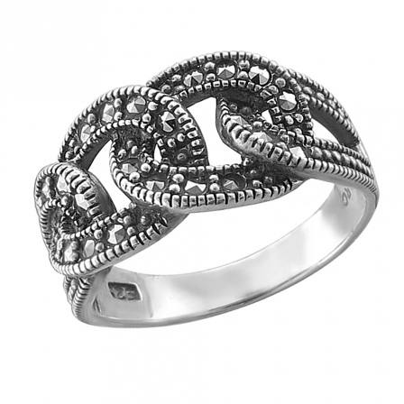 Кольцо с кристаллами swarovski из чернёного серебра (арт. 835030)