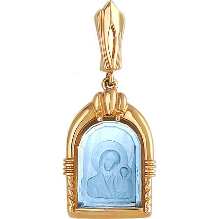 Подвеска-иконка "Богородица Казанская" с 1 раухтопазом из красного золота (арт. 835828)