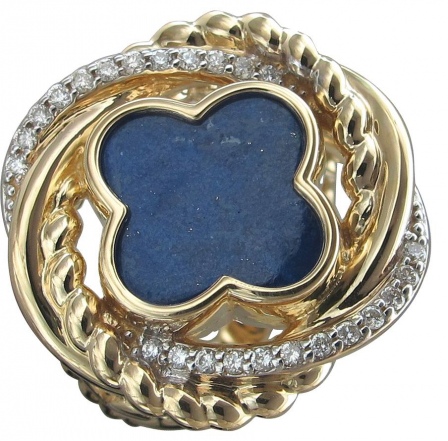 Кольцо с лазуритом и бриллиантами из жёлтого золота (арт. 836520)