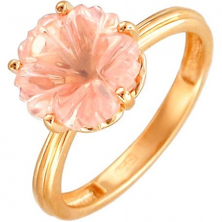 Кольцо Цветок с 1 кварцем из красного золота (арт. 837418)