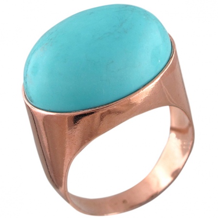 Кольцо с 1 бирюзой из серебра с позолотой (арт. 838454)