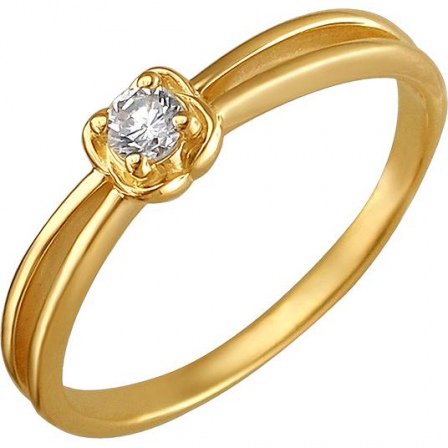Кольцо с 1 фианитом из жёлтого золота (арт. 839101)