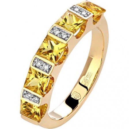Кольцо с сапфирами и бриллиантами из жёлтого золота (арт. 839453)