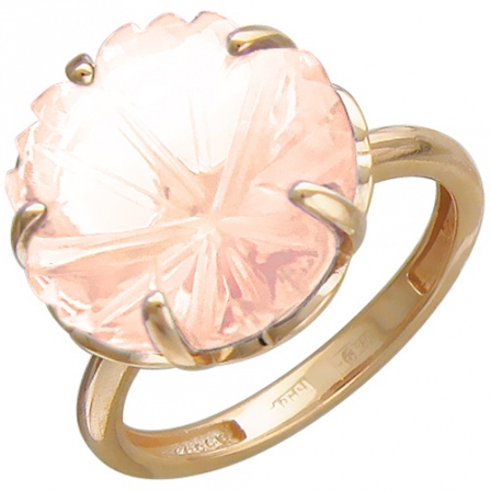 Кольцо Цветок с 1 кварцем из красного золота (арт. 841764)