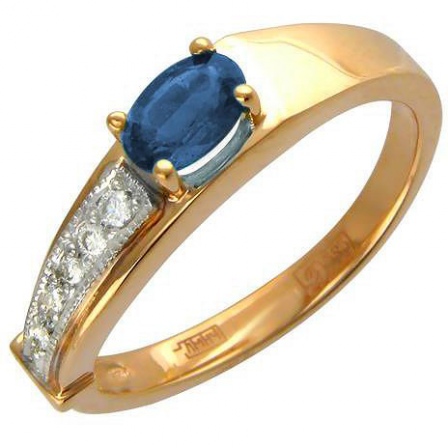 Кольцо с сапфиром и бриллиантами из красного золота (арт. 842474)
