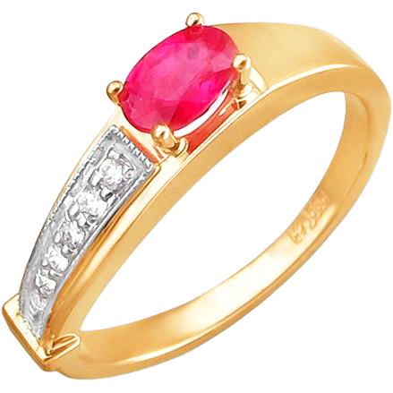 Кольцо с рубином и бриллиантами из красного золота (арт. 845807)