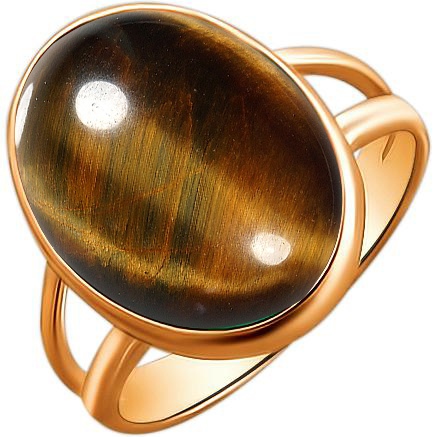 Кольцо с тигровым глазом из серебра с позолотой (арт. 847741)