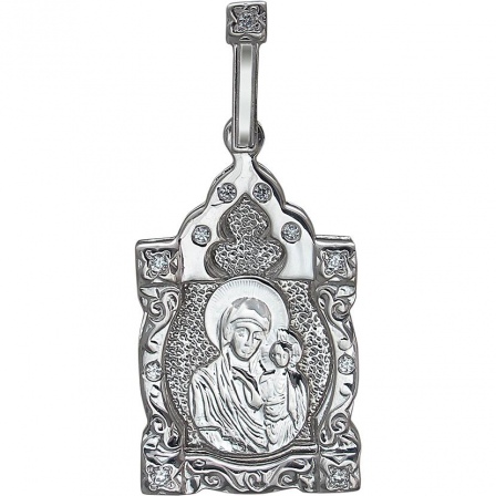 Подвеска-иконка "Казанская Богородица" с 11 фианитами из серебра (арт. 848744)