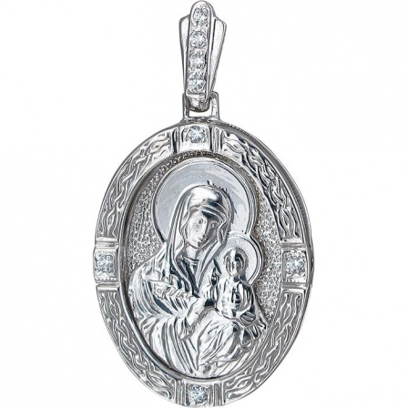 Подвеска-иконка "Казанская Богородица" с 8 фианитами из серебра (арт. 848746)