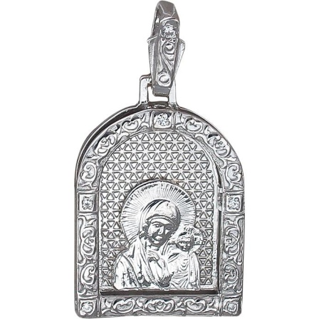 Подвеска-иконка "Казанская Богородица" с 6 фианитами из серебра (арт. 848747)