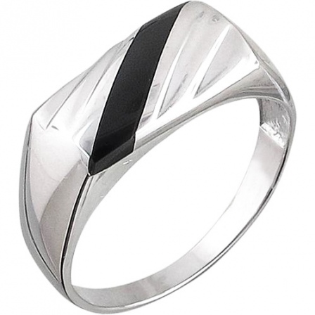 Кольцо с 1 ониксом из серебра (арт. 848800)