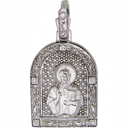 Подвеска-иконка "Николай Чудотворец" с 6 фианитами из серебра (арт. 848870)