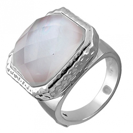 Кольцо с рубином, перламутром и кристаллом swarovski из серебра (арт. 849611)