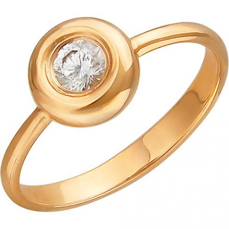 Кольцо с 1 фианитом из красного золота (арт. 850419)