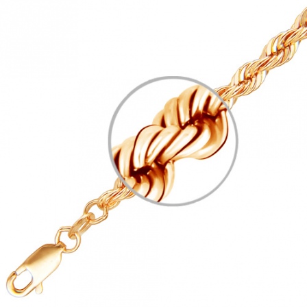 Браслет плетения "Веревочка" из красного золота (арт. 850818)