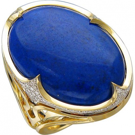 Кольцо с лазуритом и бриллиантами из жёлтого золота (арт. 852165)