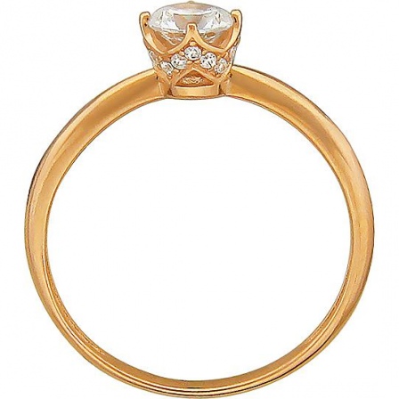 Кольцо с фианитом и кристаллами swarovski из красного золота (арт. 853035)