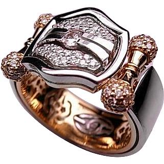 Кольцо с 109 бриллиантами из комбинированного золота 750 пробы (арт. 854256)