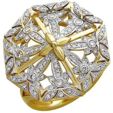 Кольцо с 200 бриллиантами из комбинированного золота 750 пробы (арт. 854261)