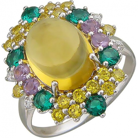 Кольцо с россыпью цветных камней из серебра (арт. 856900)