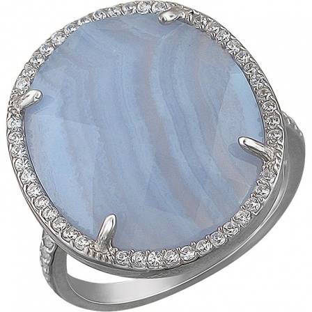Кольцо с агатами и фианитами из серебра (арт. 857247)