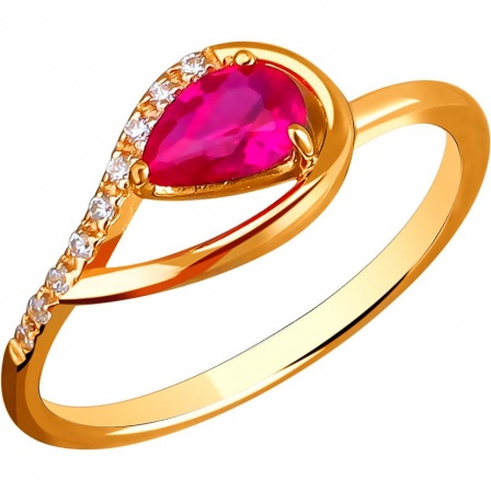 Кольцо с рубином и фианитами из красного золота (арт. 860941)