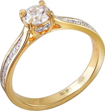 Кольцо с 21 бриллиантом из жёлтого золота 750 пробы (арт. 863240)