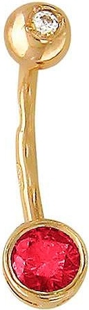 Пирсинг с корундом и фианитом из красного золота (арт. 863256)
