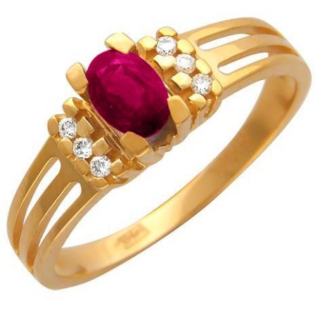 Кольцо с рубином и бриллиантами из красного золота (арт. 863399)