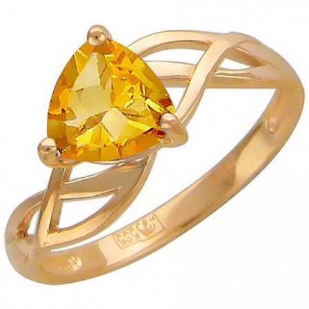 Кольцо с 1 цитрином из красного золота (арт. 864974)