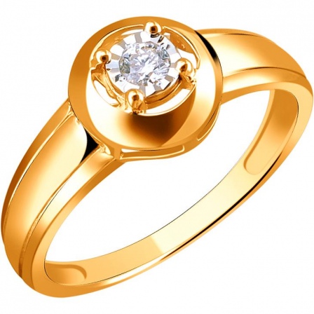 Кольцо с 1 бриллиантом из комбинированного золота (арт. 865158)