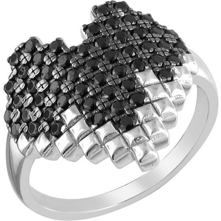 Кольцо с фианитами из чернёного серебра (арт. 865576)