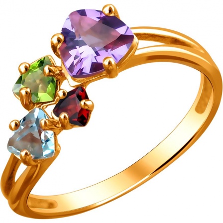 Кольцо с россыпью цветных камней из красного золота (арт. 867075)