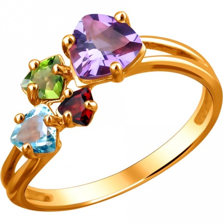 Кольцо с россыпью цветных камней из красного золота (арт. 867078)