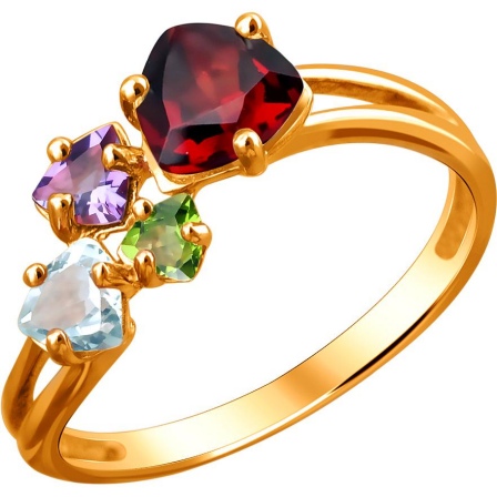 Кольцо с россыпью цветных камней из красного золота (арт. 867194)