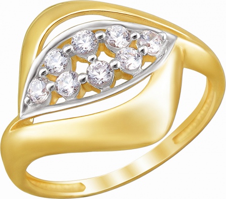 Кольцо с 8 фианитами из жёлтого золота (арт. 867304)