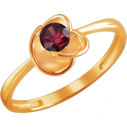 Кольцо с 1 фианитом из красного золота (арт. 867311)