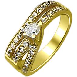 Кольцо с 48 бриллиантами из жёлтого золота 750 пробы (арт. 867371)