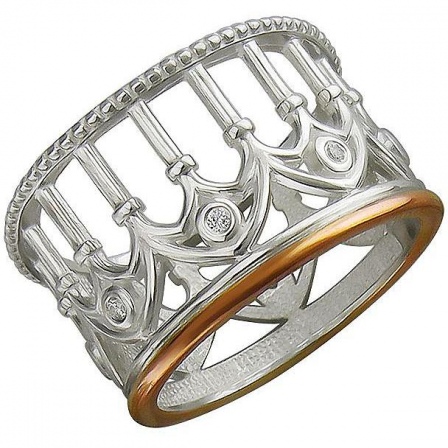 Кольцо с 8 фианитами из серебра с позолотой (арт. 869617)