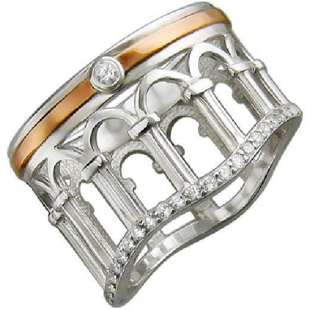 Кольцо с 24 фианитами из серебра с позолотой (арт. 869620)