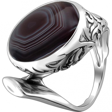 Кольцо с агатами из чернёного серебра (арт. 870373)